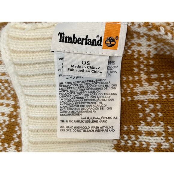 Timberland Cream and Tan Plaid Knit Scarf, One Size - Picture 6 of 7